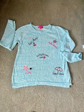 NWOT Lilly Pulitzer sz L Danette Sweater Celestial Blue Marl Sailabration